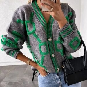 High Contrast Knit Cardigan